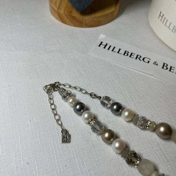 Hillberg  Berk STATEMENT NECKLACE natural stonesSwarovski PEARLS  crystals - Picture 9 of 9
